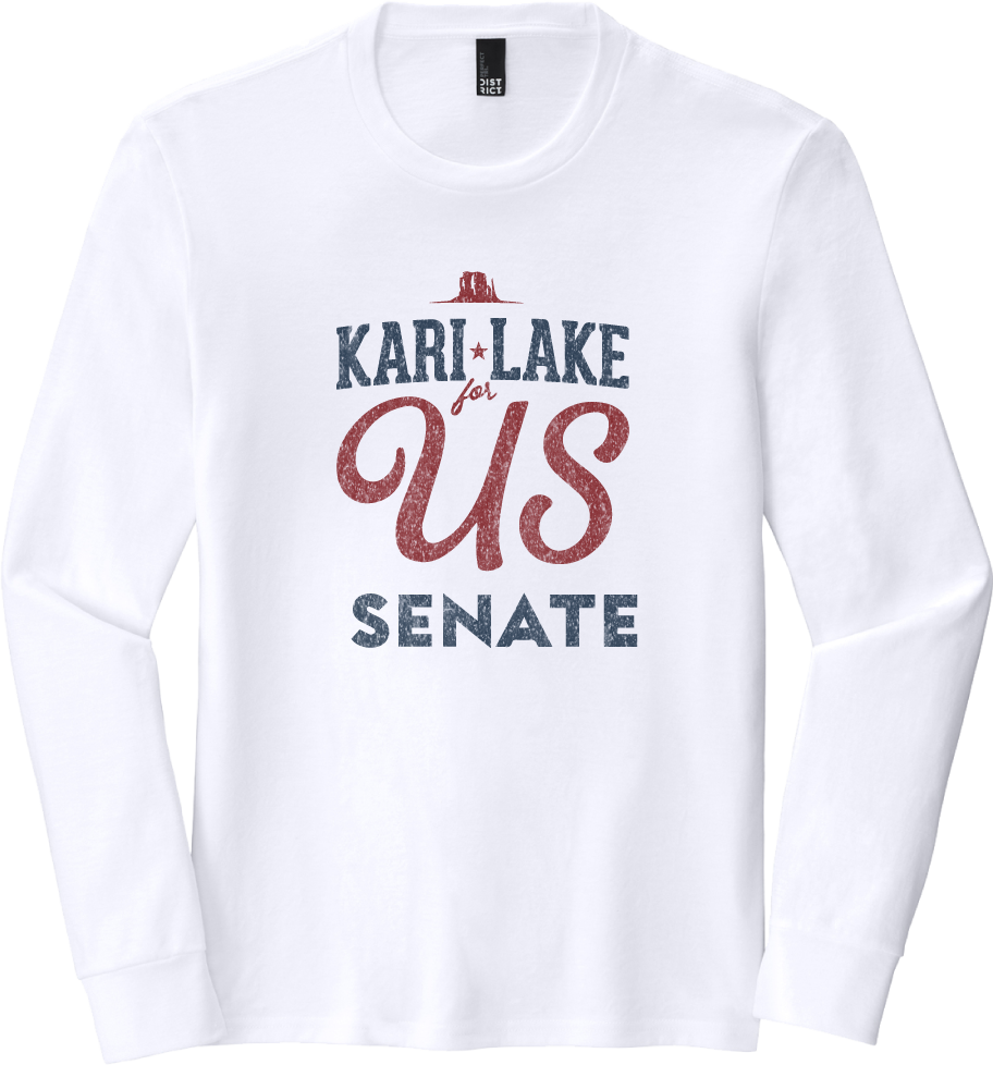 Kari Lake for US Senate: Long Sleeve Crew (White and Blue)