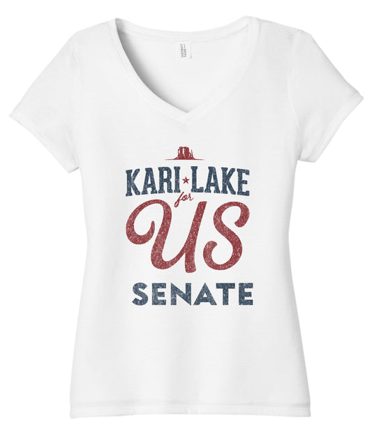 Kari Lake for US: Ladies V-Neck (White)